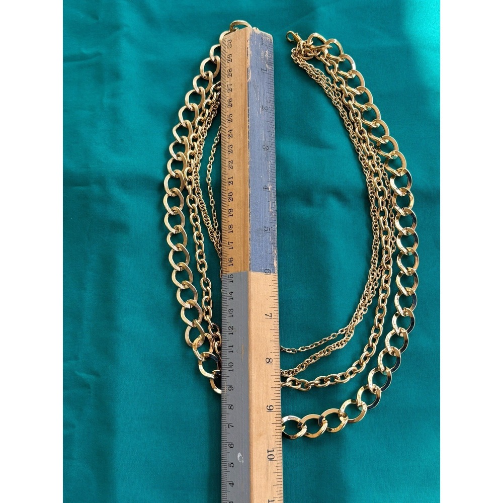 Women's Gold Toned 4 Layer Link Chain Necklace - Picture 2 of 4